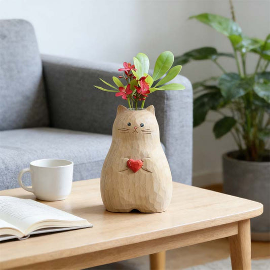 🐱Knochenige Katzenvase mit Herz